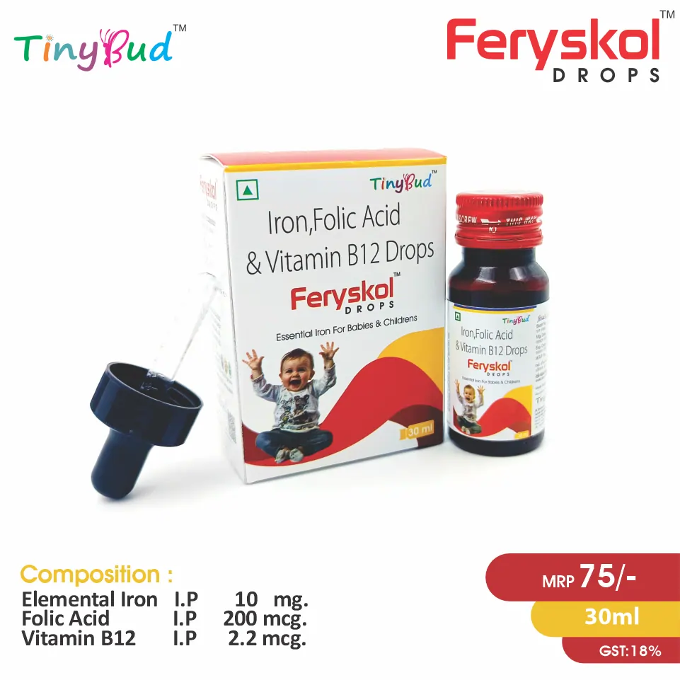 Elemental Iron 10mg + Folic Acid 200mcg + Vitamin B12 100mcg in Feryskol Drop PCD Franchise at Best Price